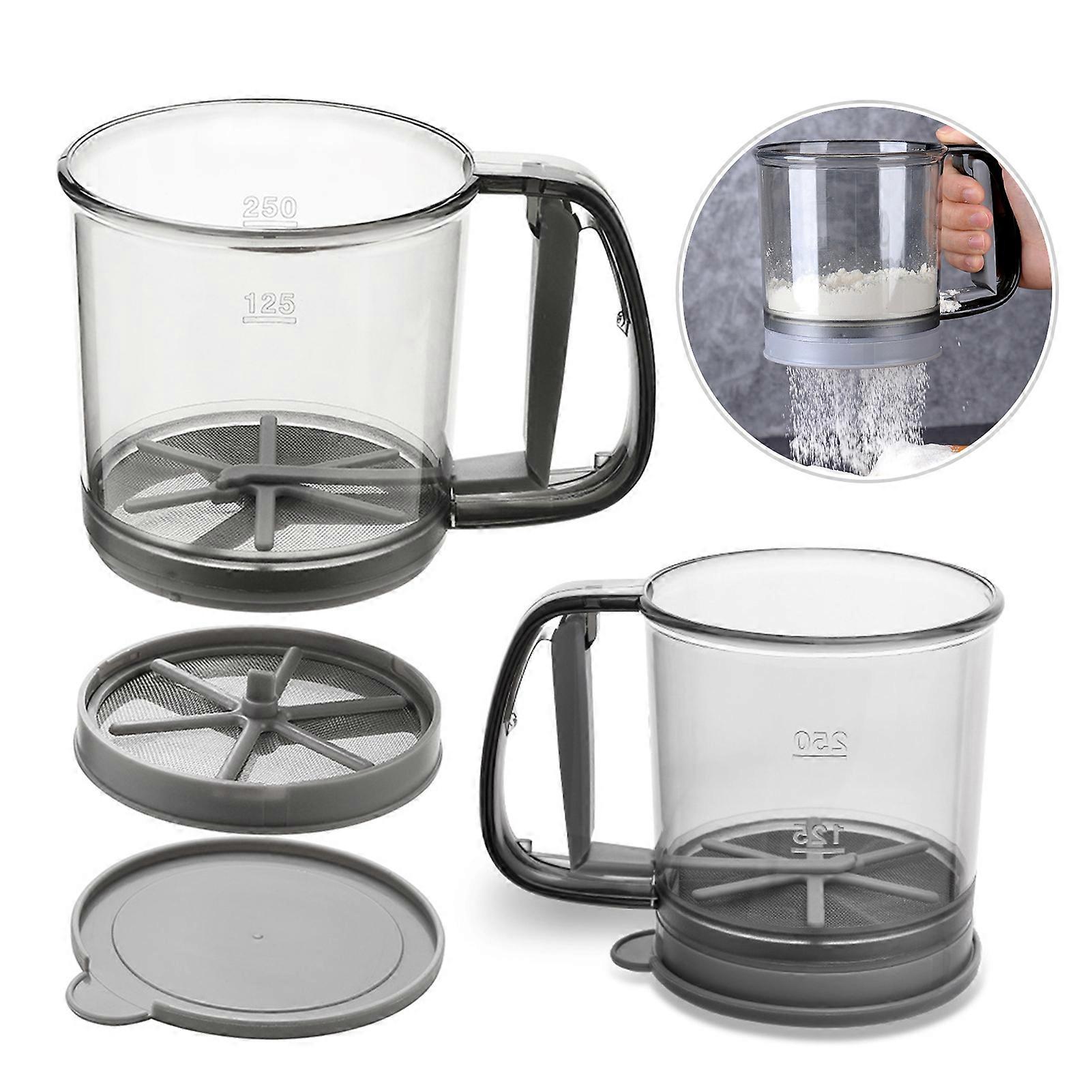 Flour Sieve Fine Mesh Hand-pressed Inner Wall Scale Scalloped Rotor Blade Semi-automatic Handheld Flour Sieve Kitchen Gadget KAESI