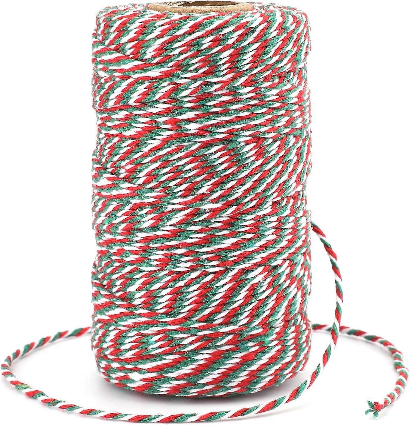 100M Red and Green String Twine, Craft Cotton Thread Durable Twine Perfect for Baking, Butchers, DIY Crafts and Handmade Arts