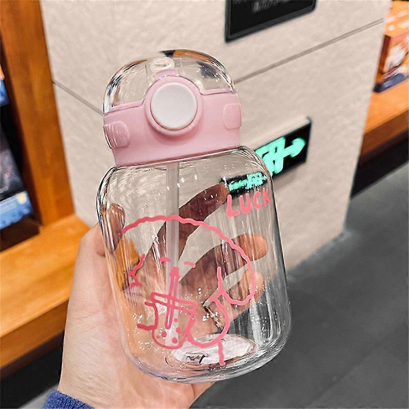 600ML Kawaii Water Bottle Cute Bottle, Cute Water Bottle with Push-Bottom Flip Lid, Kawaii Leak-Proof Water Bottle