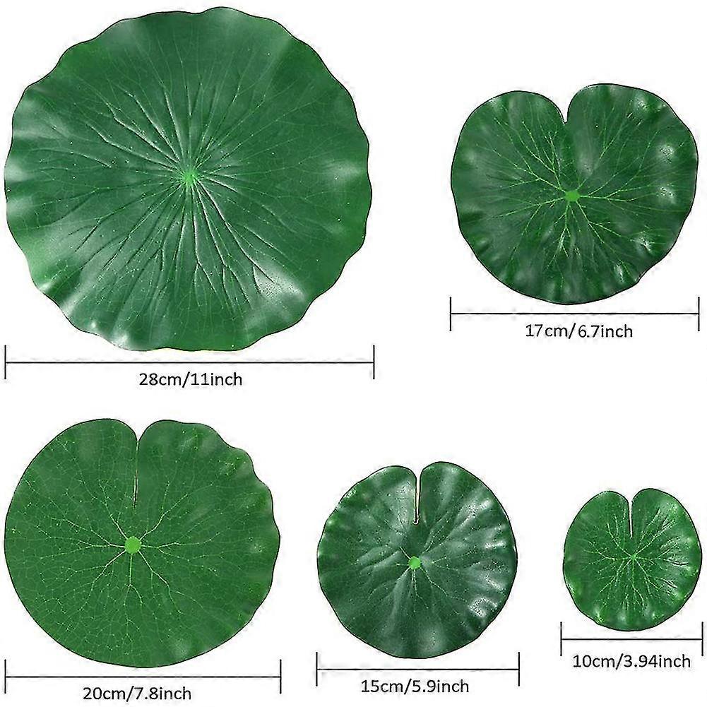 15 Pieces 5 Kinds Artificial Floating Foam Lotus Leaves Lily Pads Foliage Pond Decor for Pool Aquar