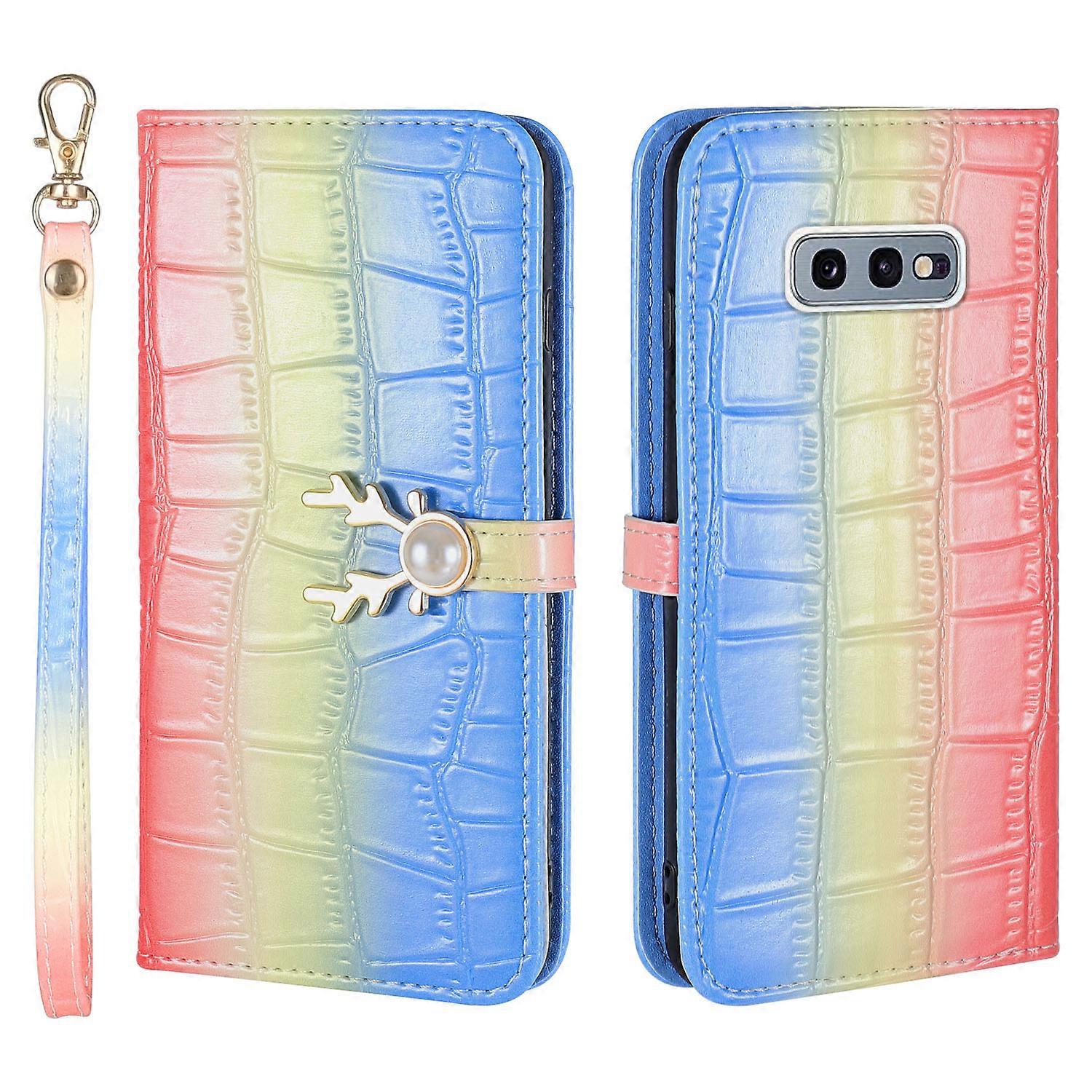 Elk Pattern Phone Case for Samsung Galaxy S10 E with Card Holder, lanyard, PU Leather Material, Wallet Function, Corner Fall Protection