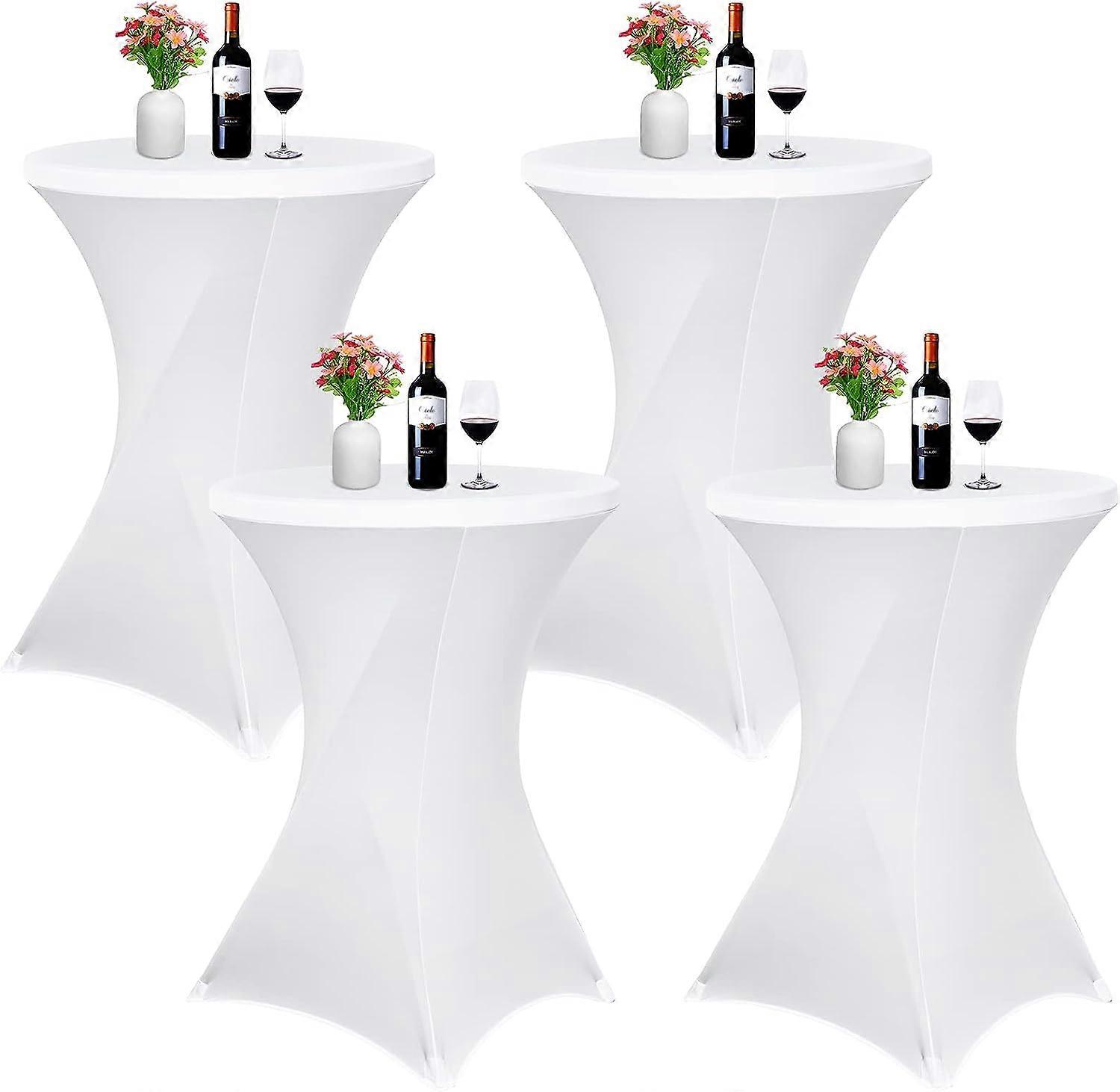 Set of 4 Stretchy Square Corners Cocktail Spandex Tablecloth 81x110cm White for High Table, Round Cocktail Tablecloth(White)