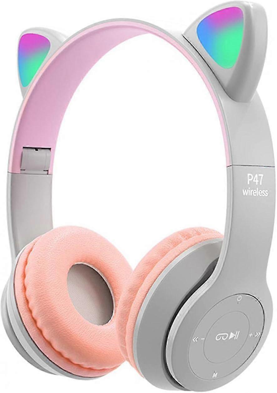 Foldable And Extendable Bluetooth Wireless Gaming Headset, Flashing Led Light, Stereo Headset, Blue