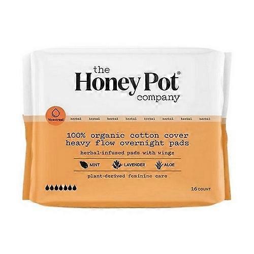 The Honey Pot 有机草本夜间重流量月经垫带翅膀,16片