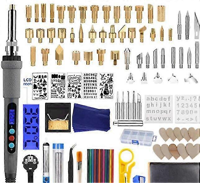 109Pcs Wood Burning Pyrography Kit Wood Burning Tool Adjustable Temperature With Colored Pencils Holder For Cork Leather Burning Carving Wood