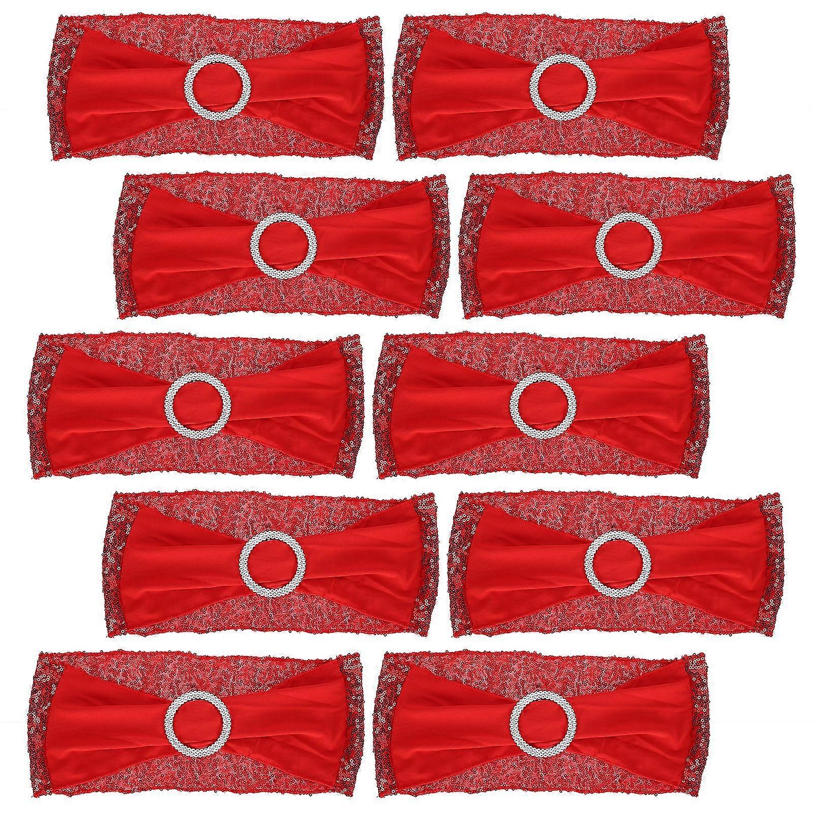 Red Elastic Chair Belt Straps 10Pcs with Adjustable Circle for Party Decorations