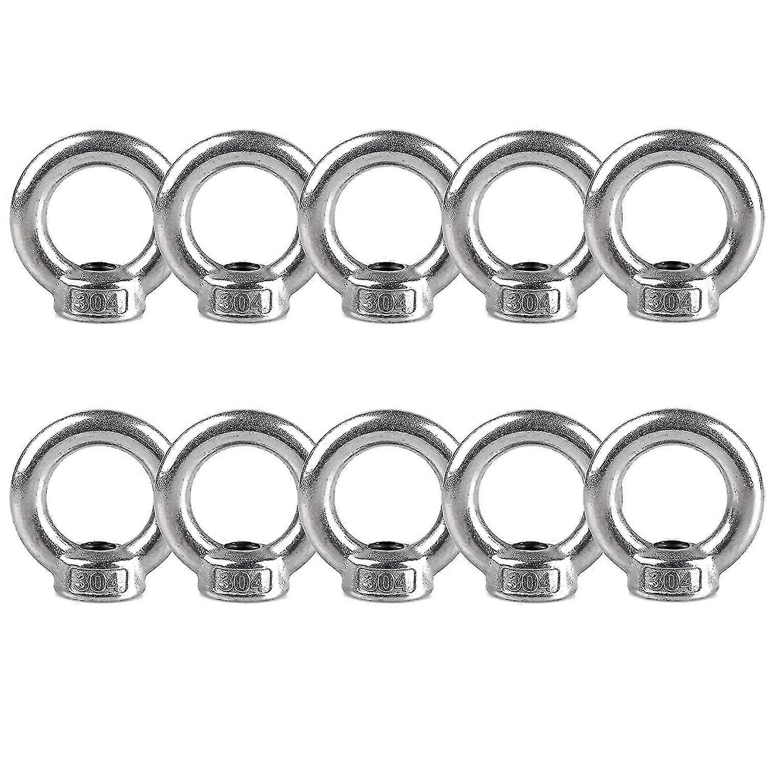 Lot de 10 écrous à œil M8, écrous à œil de levage, écrous à œil en acier inoxydable 304 M8, écrous filetés femelles