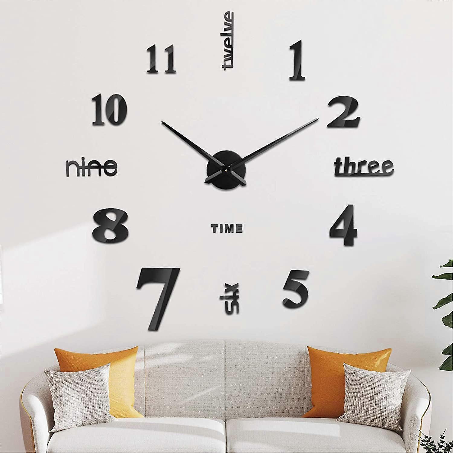 Wall Clock With 3D Visual Stickers DIY Wall Clocks Reusable Suitable For Decoration Gift