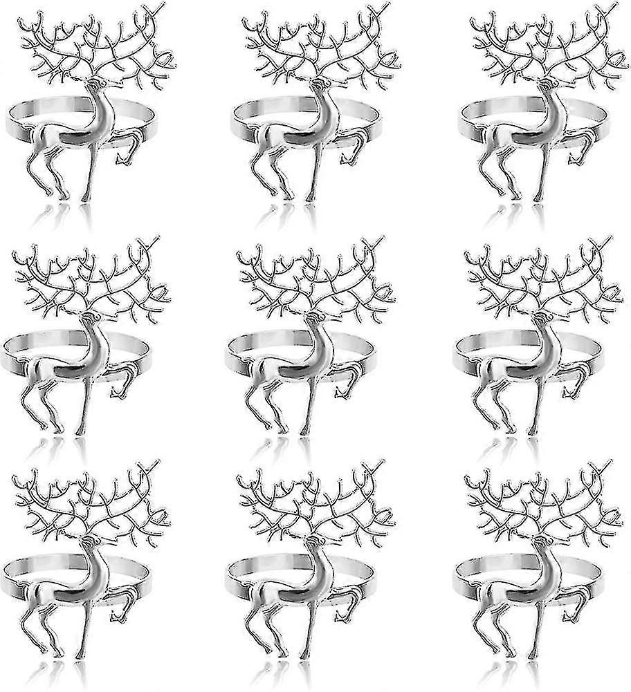 Anelli per tovaglioli, set di 20 anelli per tovaglioli in foglia in metallo argento porta tovagliolio da tavolo