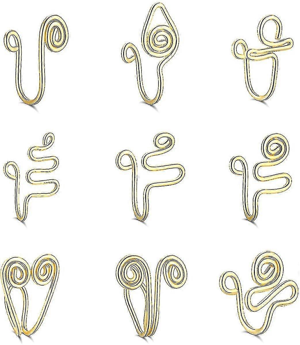 Evago 9pcs African Nose Cuff Nose Cuff Non Piercing Gold Nose Cuff Fake Nose Ring Clip On Nose Ring Adjustable Gypsy Nose Cuff For Women Men