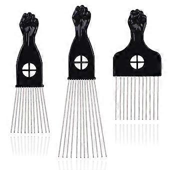 3 pinzas para el cabello, pinzas de metal para cabello afro, cepillo para el cabello afro, puño para el cabello, cepillo para peinar el cabello