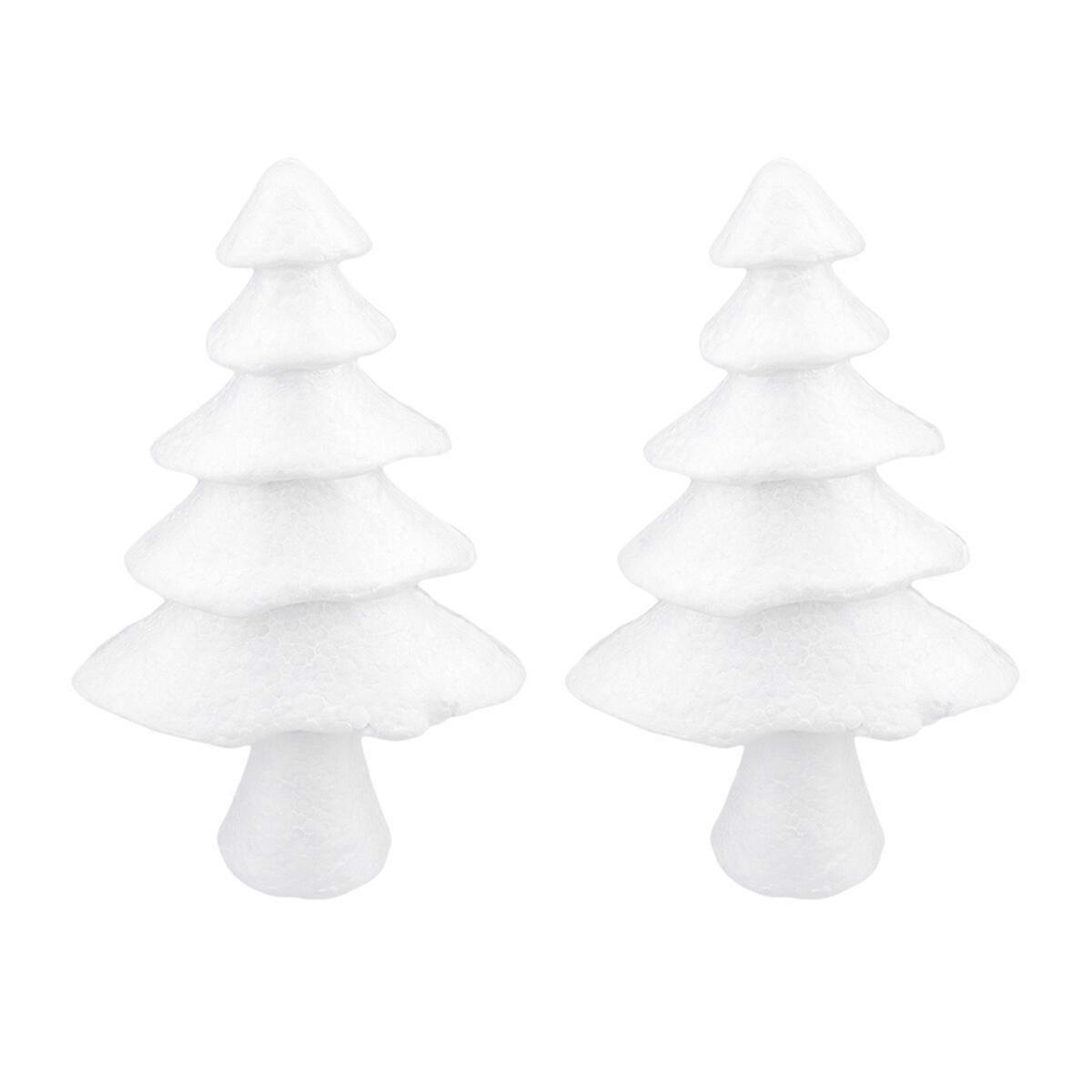 2pcs Tree Model White Christmas Tree Kids DIY Craft Material Ornament Christmas Layout Decorative Props for Child Kids(2 Size)