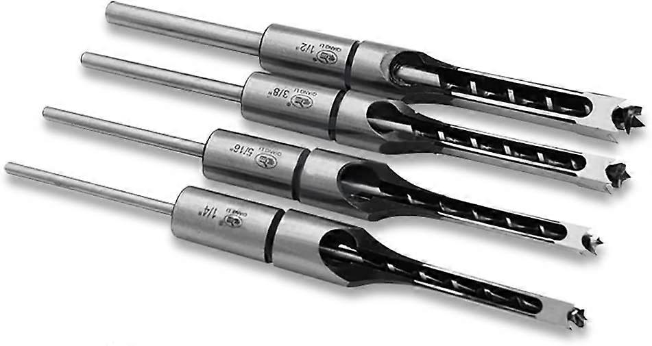 Woodworking Chisel Set,4PCS,Woodworking Square Drill,with Twist Drill Bit (1/4", 5/16", 3/8", 1/2")