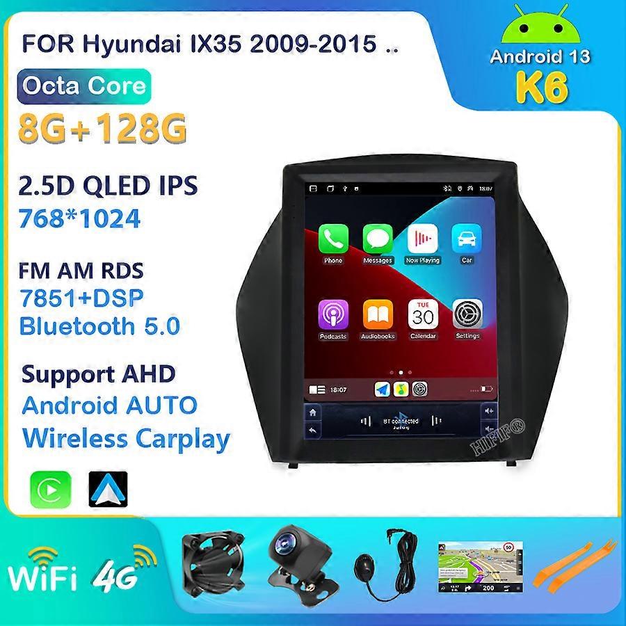 Android for Hyundai IX35 Tucson2009-2015 Tesla Style 10.4" Screen Car Radio Multimedia 2 Din Navigation Carplay Stereo Head Unit
