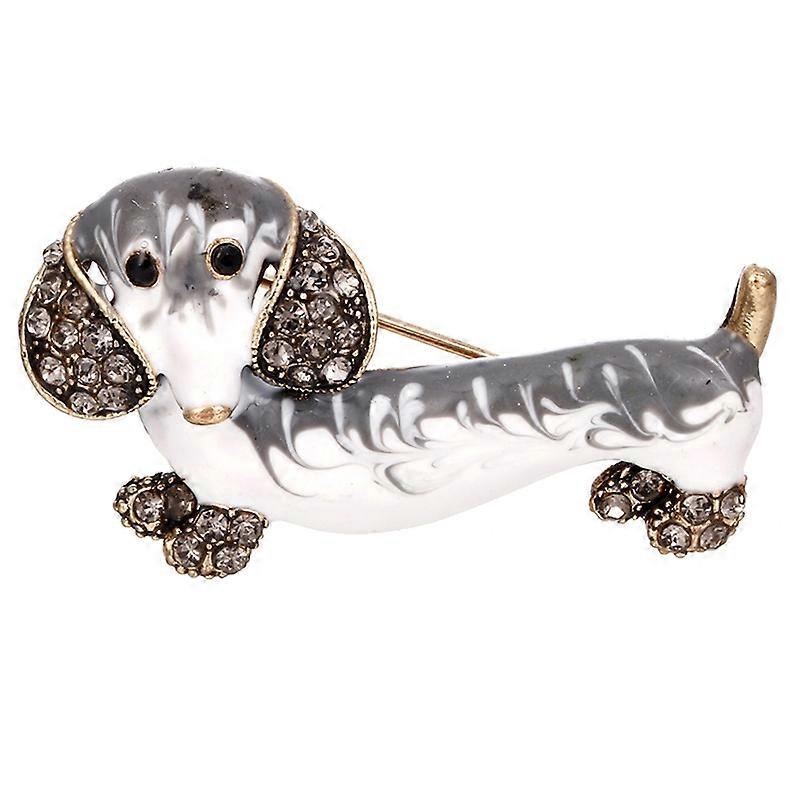 Cute Dachshund Dog Rhinestone Shape Lapel Breastpin