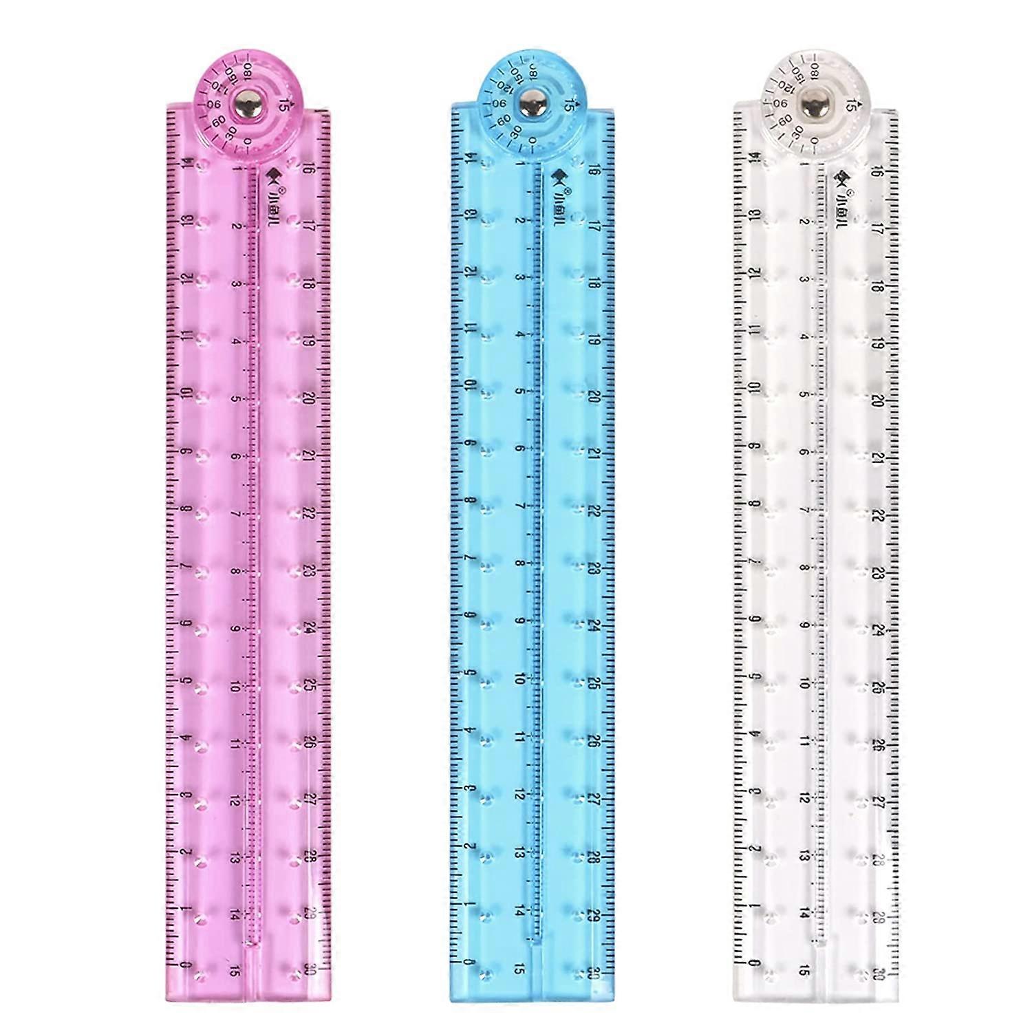 2 st 30 cm vikbar transparent linjal splittersäker plastlinjal skolmaterial (4-D-1)