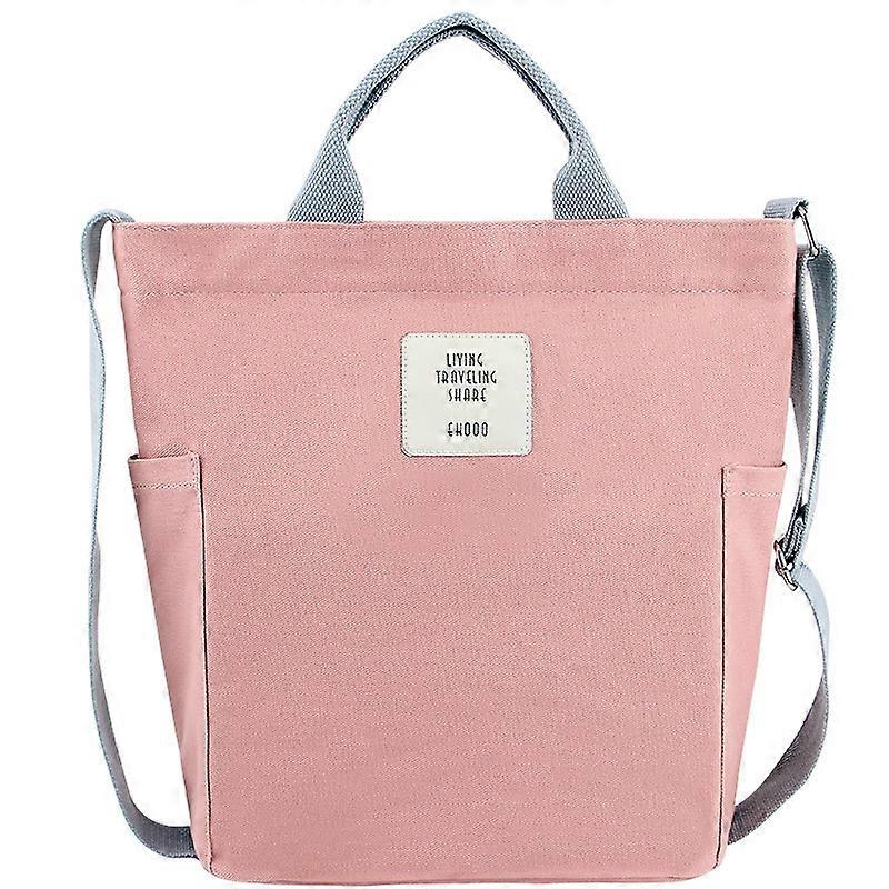 New product,Pink Women Canvas Tote Handbags Casual Shoulder Work Bag Crossbody