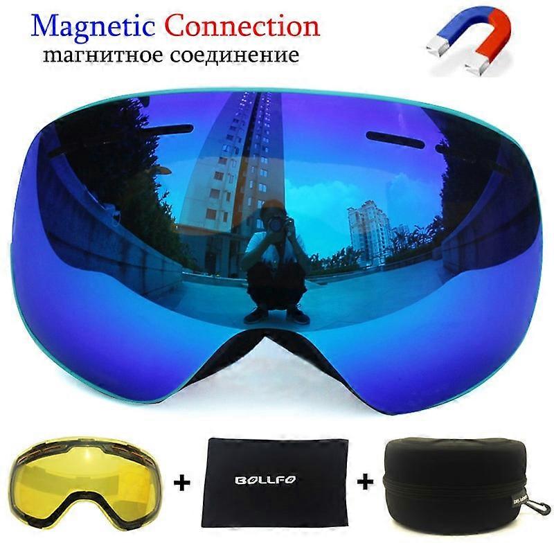 Ski Goggles with Magnetic Double Layers Lens polarized Skiing Anti-fog UV400 Snowboard Goggles Men Glasses skiing Eyewear case
