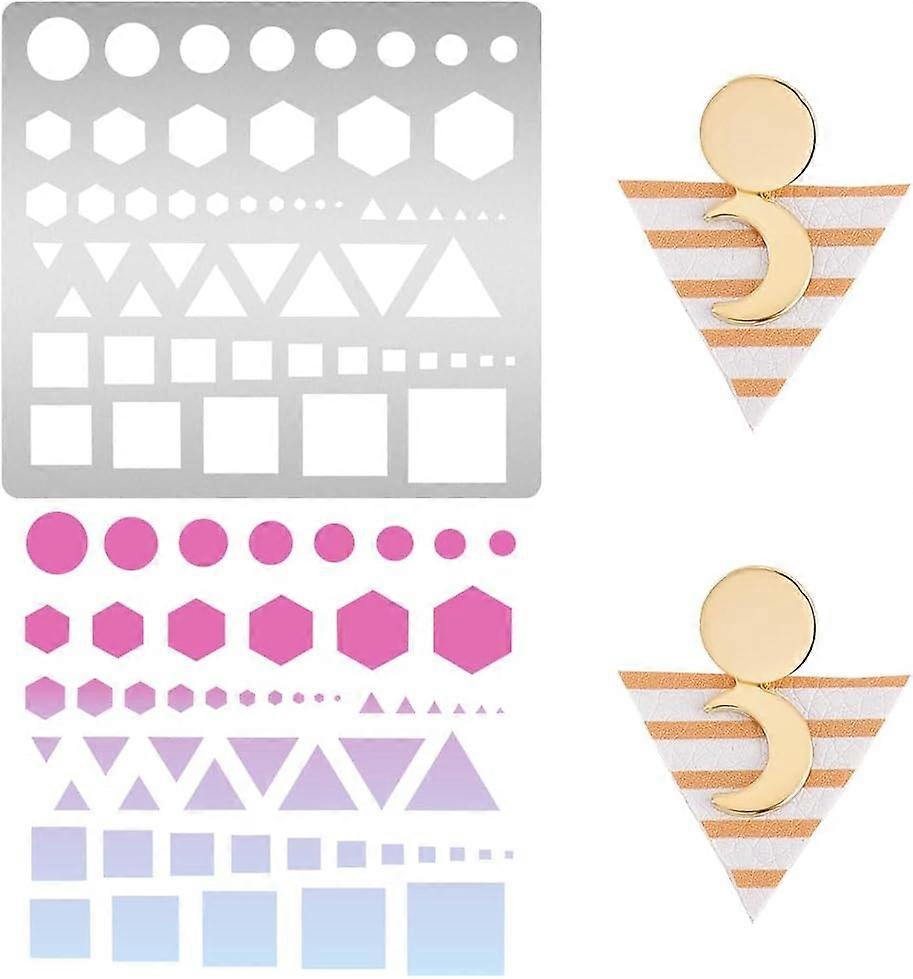 Metal Stencil Triangle Template Square Cutting Dies Stencils Circle Drawing Template Stainless Steel Journal Stencil Mixed Geometric DIY Paper Card fo