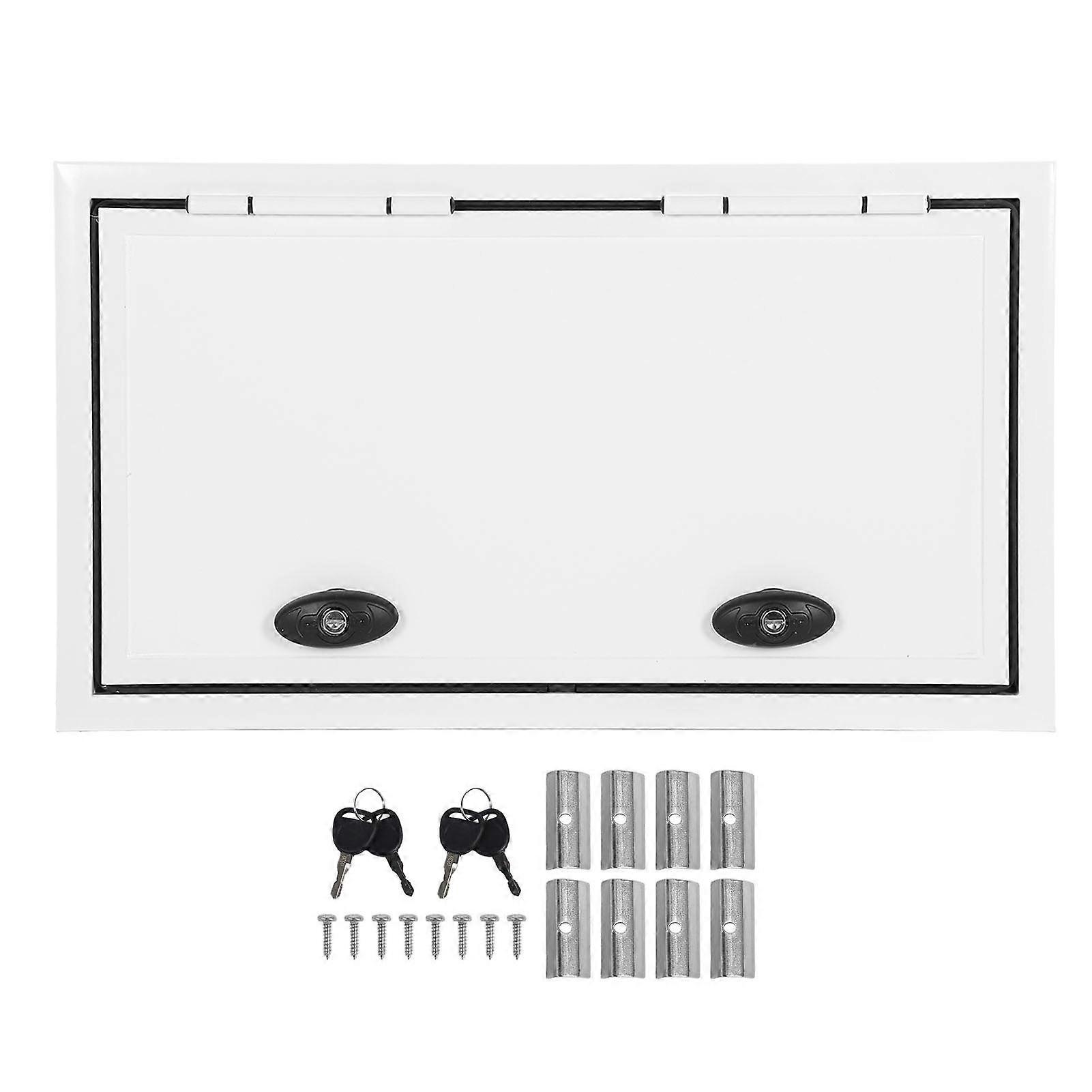 Rv Storage Hatch Door 26x14 Inch UV Resistant Aluminum Alloy Square RV Baggage Door with Lock Support Rod for Camper Caravan