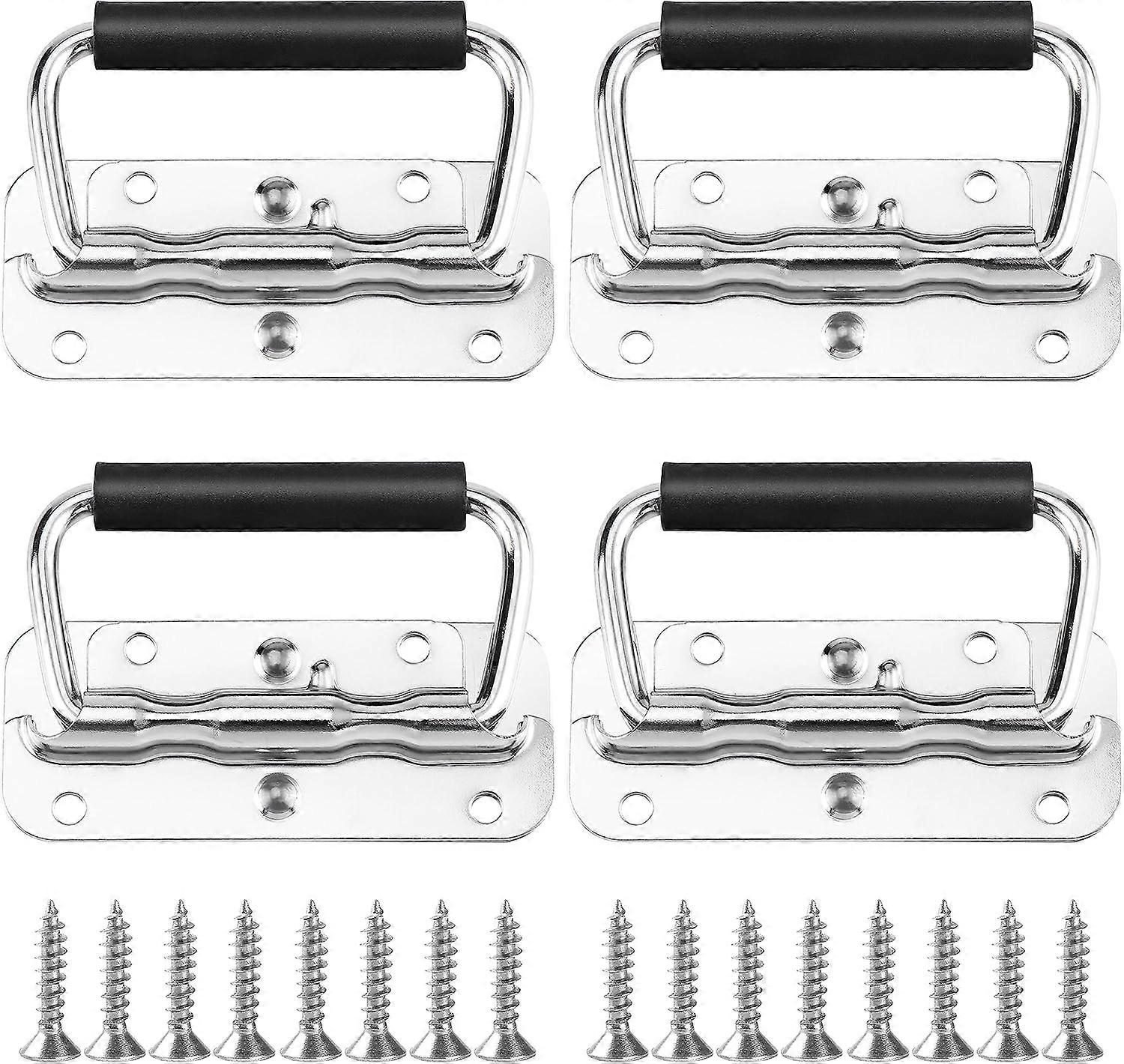Pieces Spring Loaded Folding Handles, Stainless Steel Handles, Metal Folding Handle for Toolbox or Storage Box
