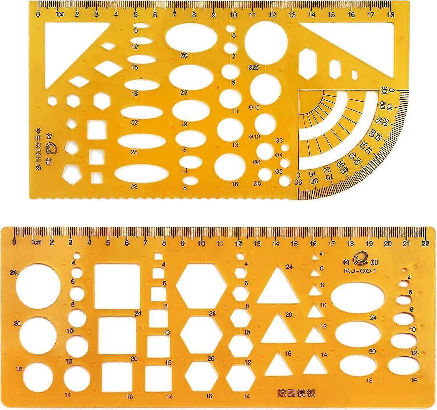 2 Pack Circle Drawing Stencil Template, Reusable Precision Transparent Orange Plastic for Art/Craft DIY Projects