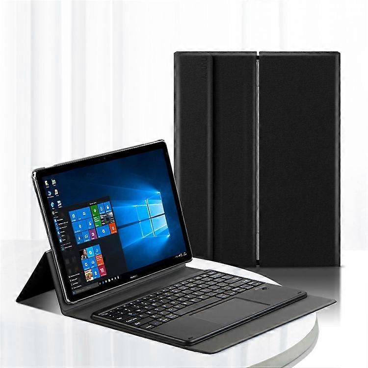 JIUYU Touchpad Bluetooth Keyboard + Hinge Stand Magnetic Absorption Tablet Leather Case Compatible For Huawei MateBook E 2019
