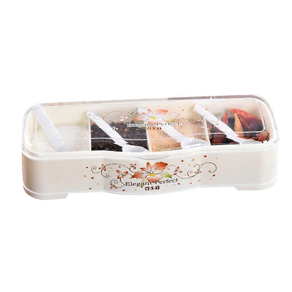 4 Grid Spice Jar Seasoning Box Set Great Condiments Storage Kitchen Condiments Container