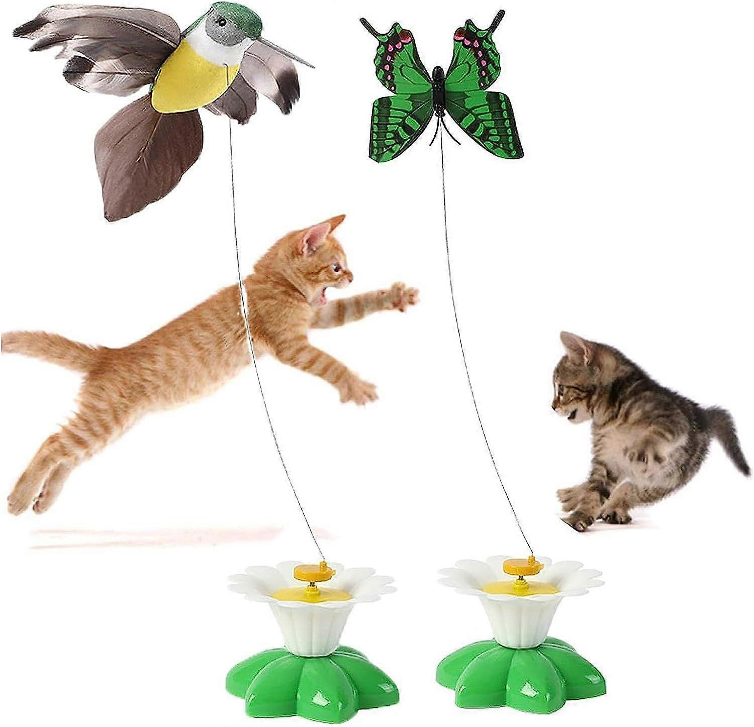 Cat toys, Interactive Cat Teasing Toys Electric Flying Bird/ Butterfly Cat Toy 360 Auto Rotating for Cats to Play Chase Exercise