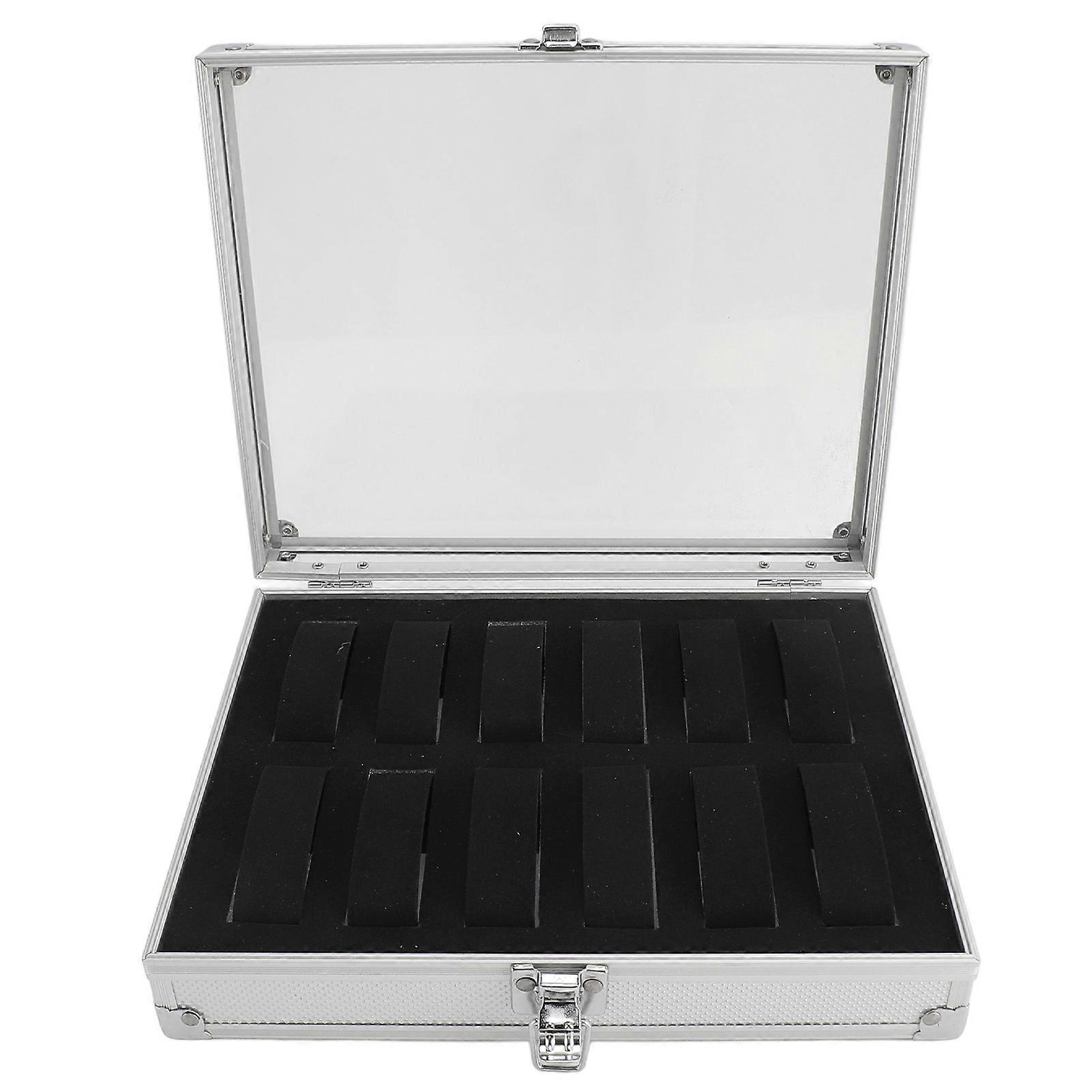 12 Grids Aluminum Watch Display Storage Box Rectangular Suede Side Aluminum Watch Jewellery Display Storage For Home