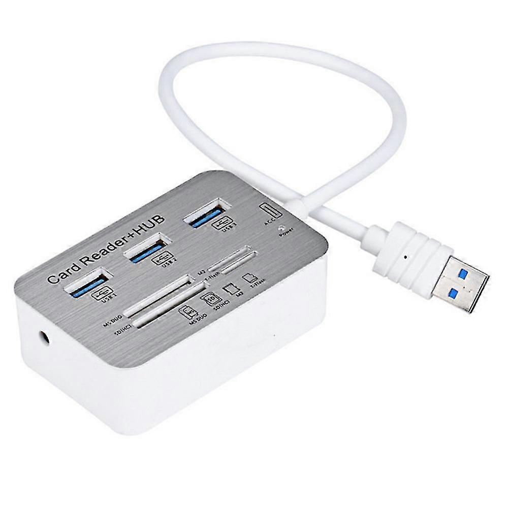 7 In 1 Card Reader With 3 Port Usb 3.0 Hub, Sd / Ms / Micro Sd / Mmc / M2 / Tf Card Usb Adapter External Sd Card Drive,8921