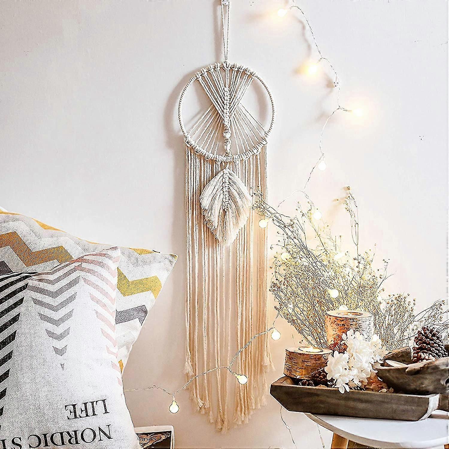 Boho Dreamcatcher Macrame Wall Hanging - Dream Catcher Dekor For Hjem Innredning Og Bryllup Arrangementer