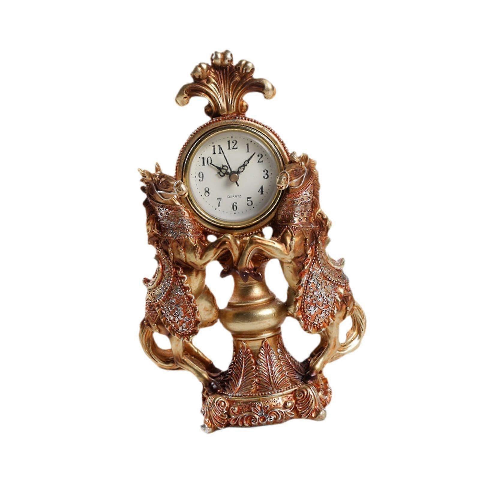Horse Clock Resin Statue Creative Table Clock Statue for Bedroom Kitchen TV