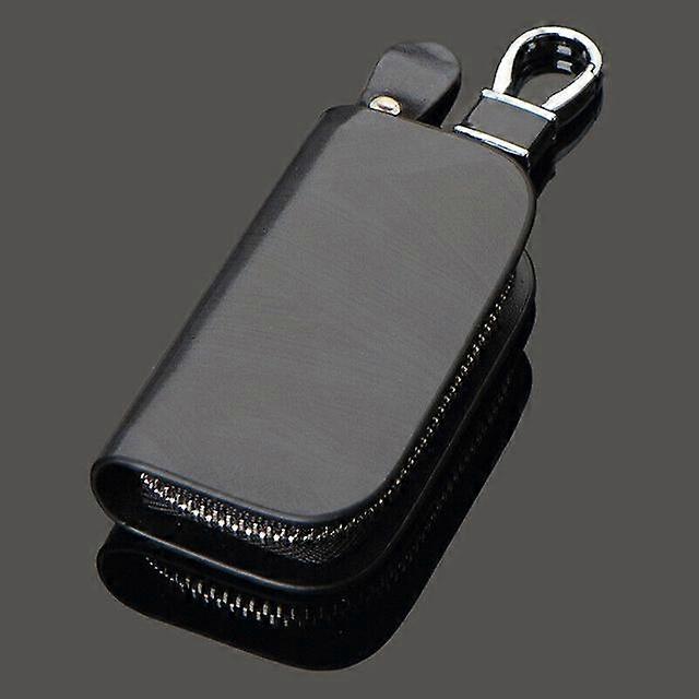 Smart Car Key Case Remote Leather Housing Anti Scratch Cover Protector Zipper Conveniently Fits IDs, Key Chain