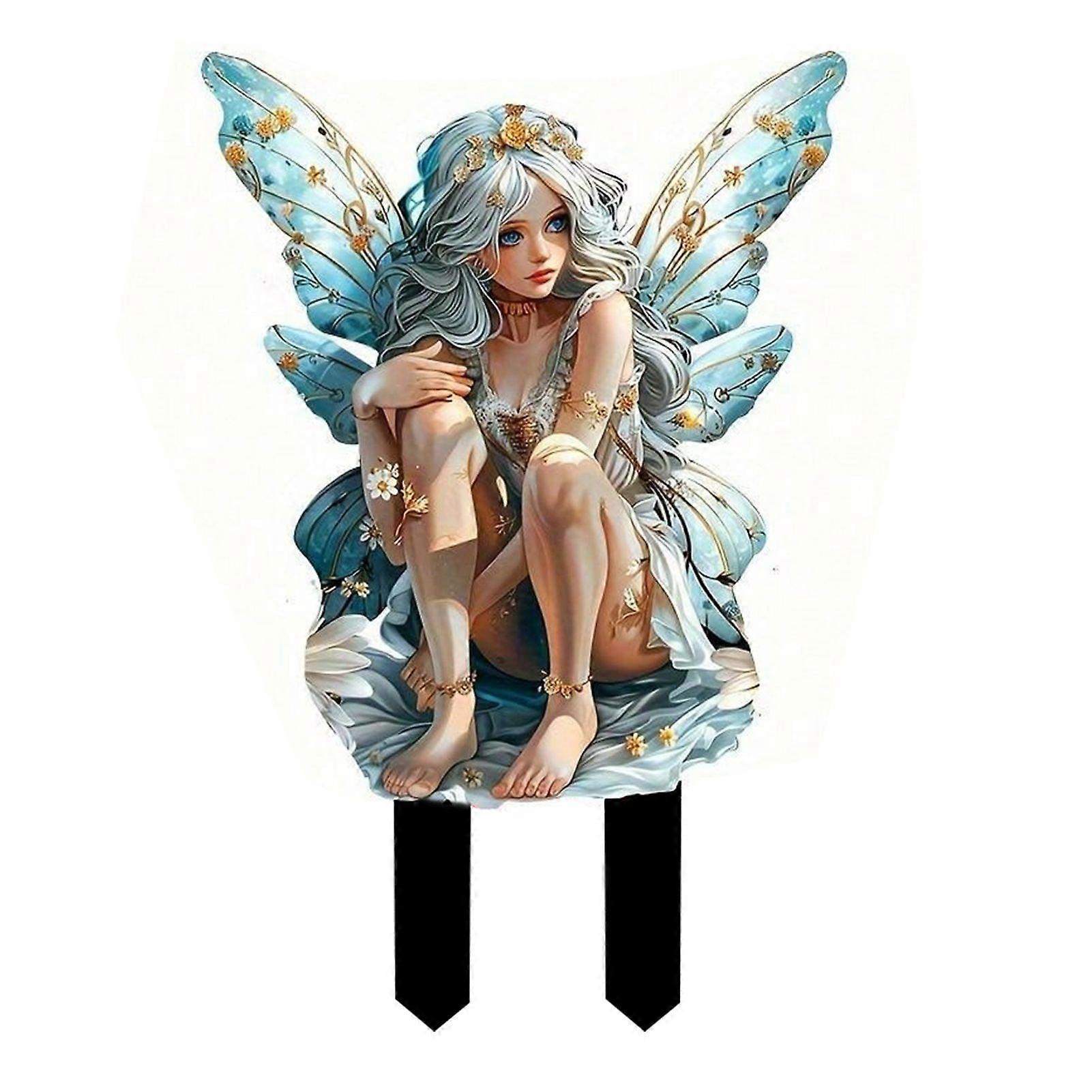 יתד גן פיות 2D אקריליק פיה קישוט עציץ אדנית תפאורה יתד אביזרי גן פיות לערוגת פרחי דשא ביתית