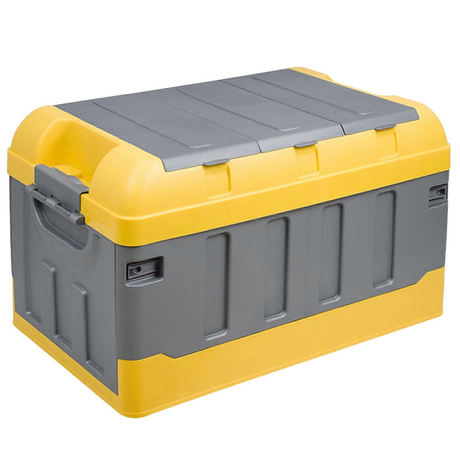 Convenient 70L Storage Box for Camping Equipment Multipurpose Large Crate Portable Vehicle Trunk Organizing Supplies  Yellow