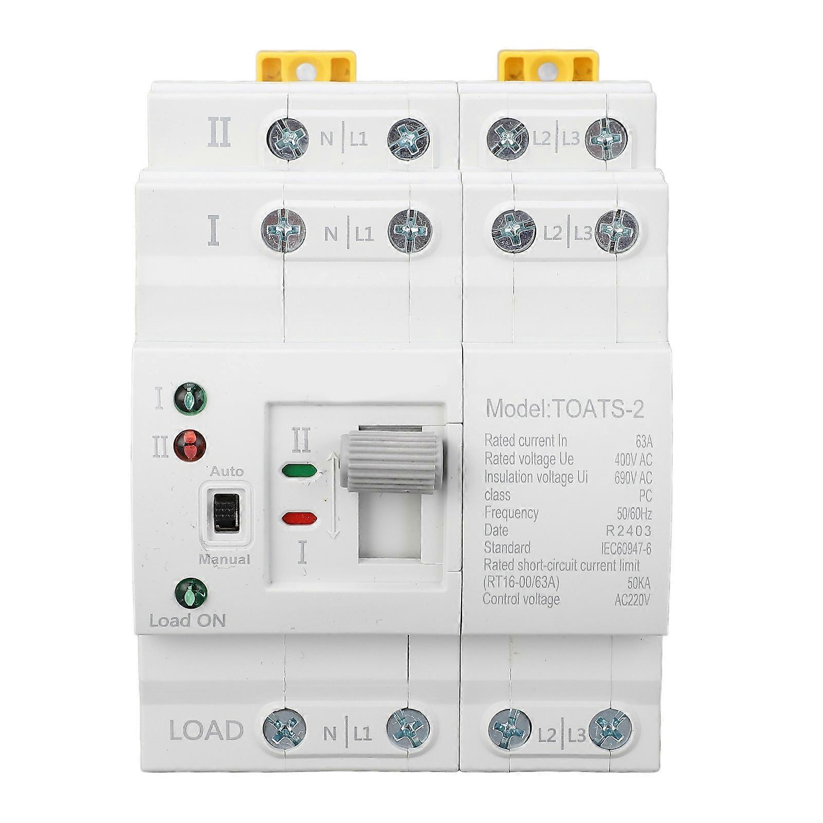 Automatic Transfer Switch, Dual Power Transfer Switch 4P 63A, Emergency Generator Changeover Switch for Home (220volt)