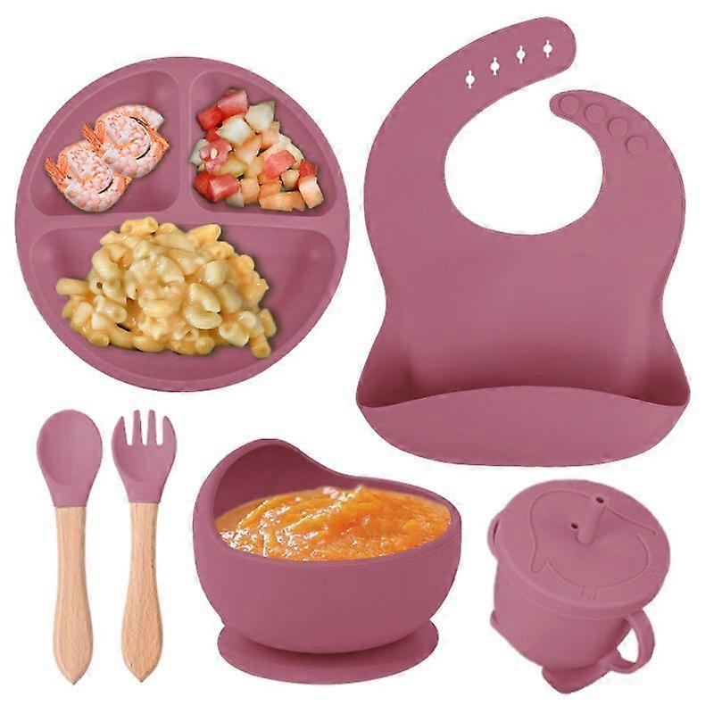 Children's complementary silicone plate baby complementary bowl smiley plate six-piece tableware set