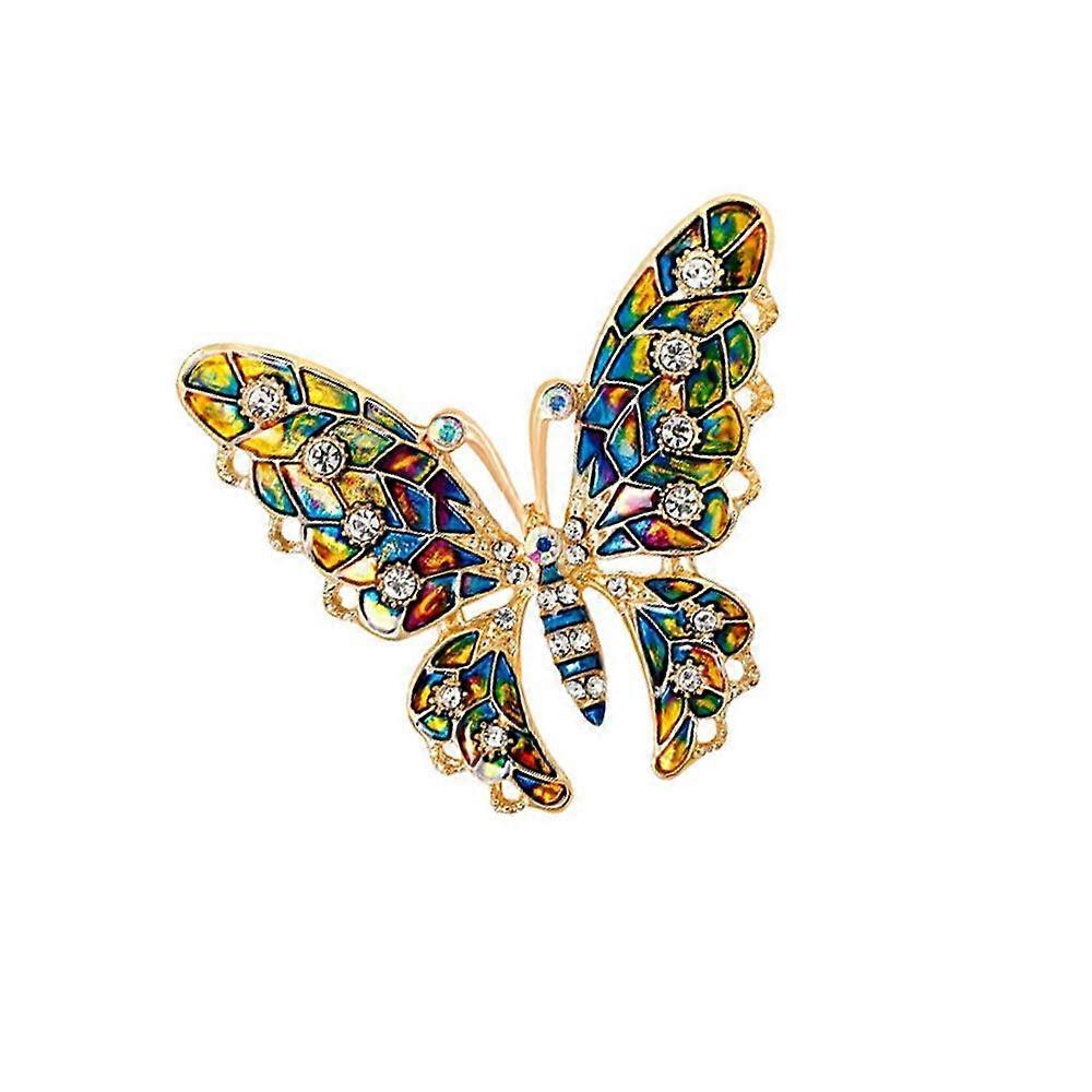 1-Piece Rhinestone Butterfly Brooch - Alloy Lapel Pin with Secure Clasp