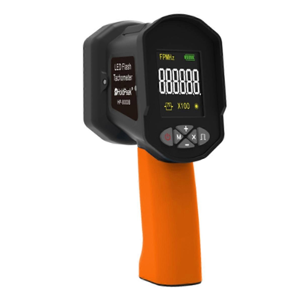 Digital Handheld Stroboscope 60-99999 FPM Non Contact Strobe Tachomete High Accuracy 0.001% LED Flash Tachometer Orange