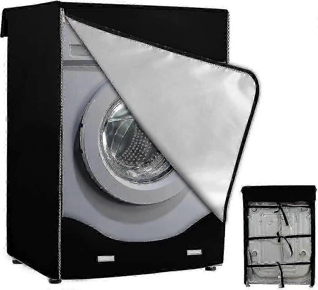 Front Loading Washing Machine Protective Cover - Waterproof, Dustproof (xl60x64x85cm) Black