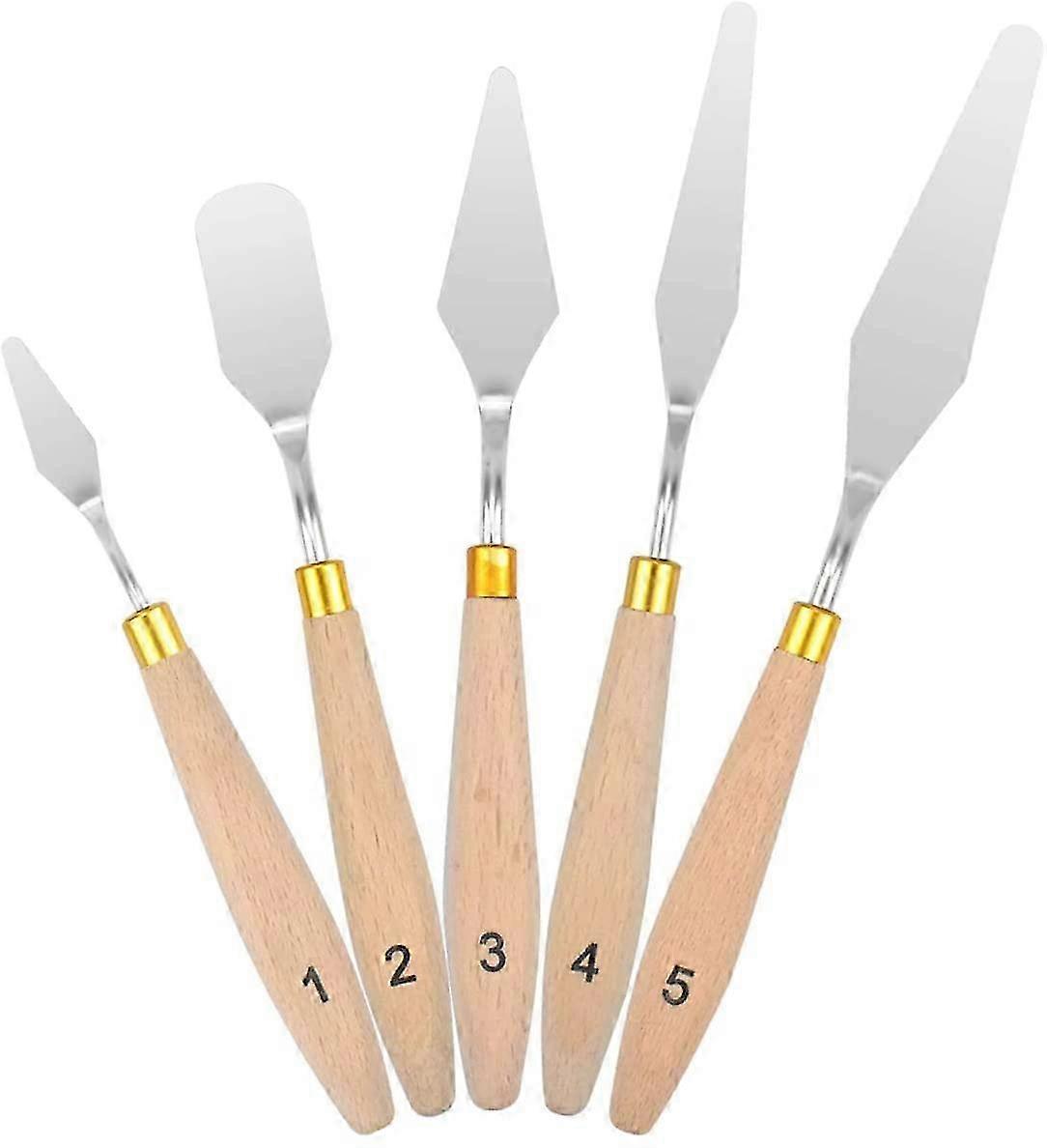 Varnish Scraper, 5 - Piece Set with Wooden Handles and Metal Blades, Ideal for Painting and Varnishing Tasks