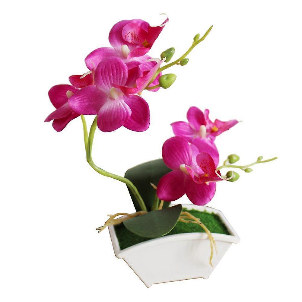 Artificial Butterfly Orchid Flower Phalaenopsis Home Office Decor with Flowerpot