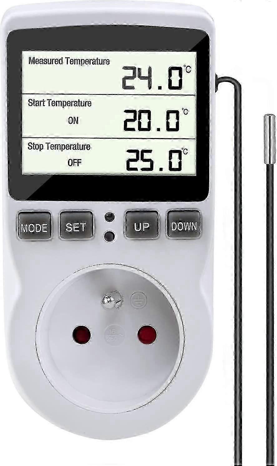 Thermostat Socket, Digital Temperature Regulator, Digital Programmable Socket With Probe, Programmable Digital Timer, Heating Thermostat Socket For Gr