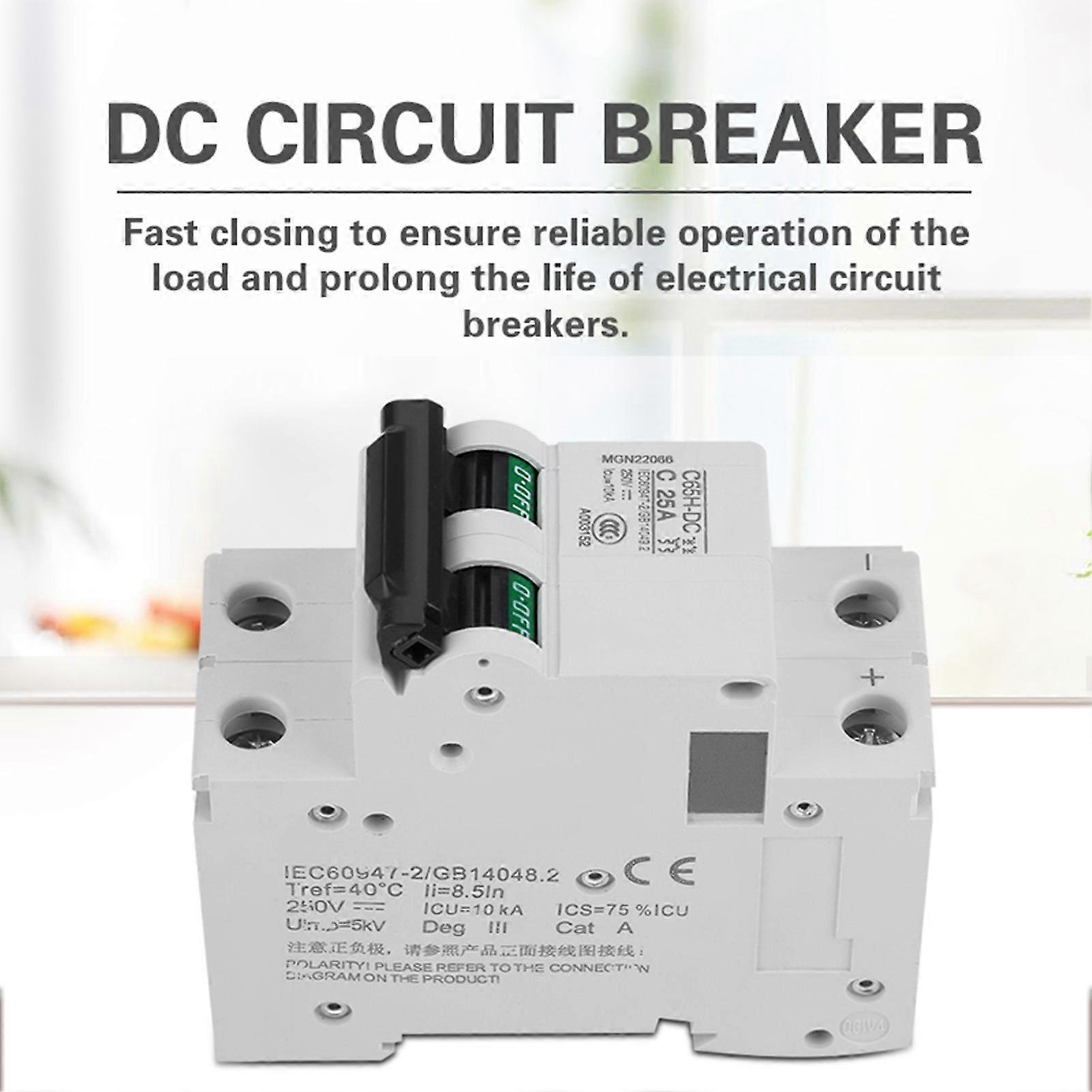 2P 250V DC Low Voltage Miniature Circuit Breaker for Solar Panel Array System (25A)