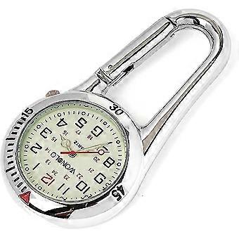 WXHClip On Carabiner Luminous Face Fob Watch Digital For Doctors Nurses Paramedics Chefs Sport Unisex Men Womensilver