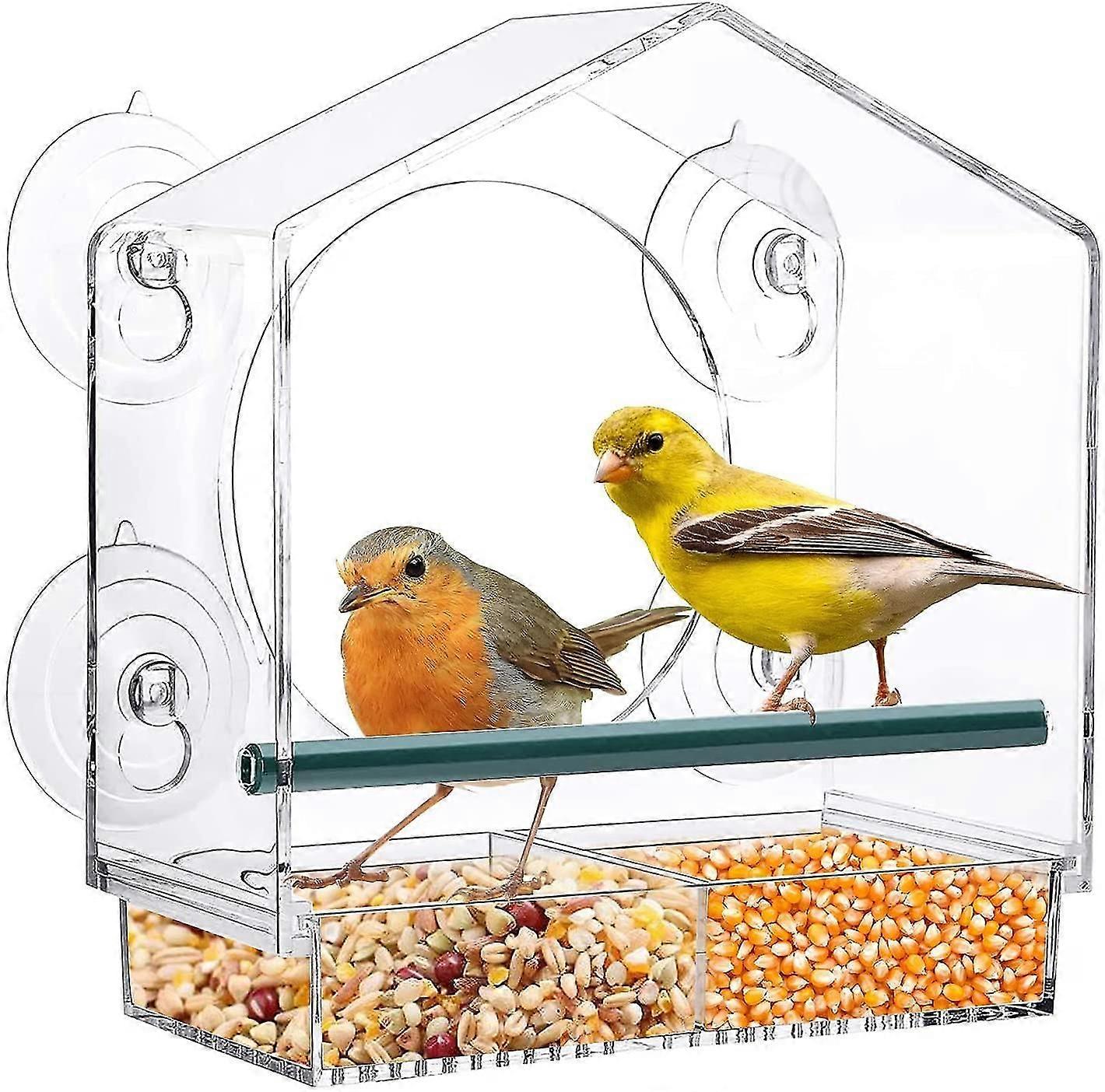Strong Suction Window Bird Feeder House, Large Capacity Window Bird Feeder