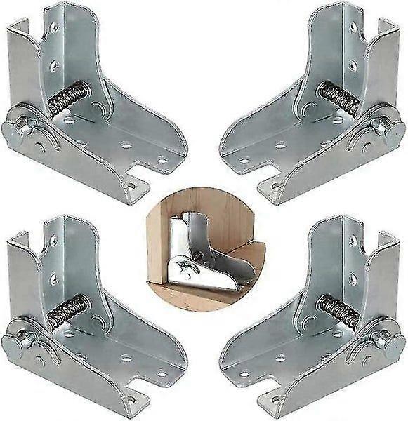 Folding Brackets - Durable Galvanized Metal Iron, White, 4 Pack, Ideal for Space Optimization in Various Environments