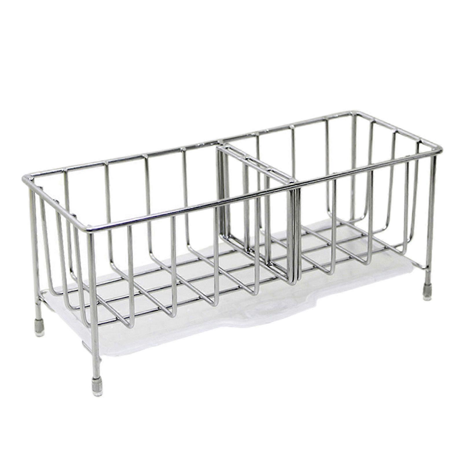 Sink Sponge Holder Drainer Rack with Removable Drain Soap Dish