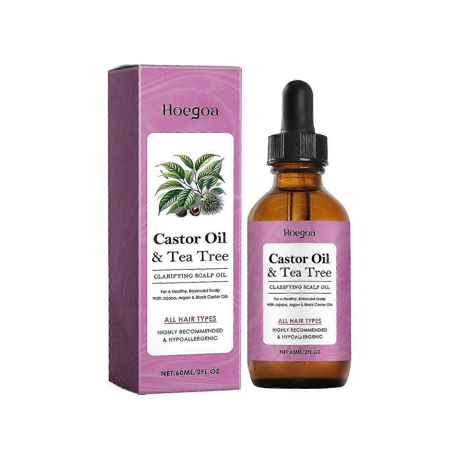 Castor Oil & Tea Tree Clarifying Scalp Oil, 60ml Organic Castor Oil for A Healthy, Balanced Scalp - Moisturizes the Scalp, Reduce Scalp Dryness and Di